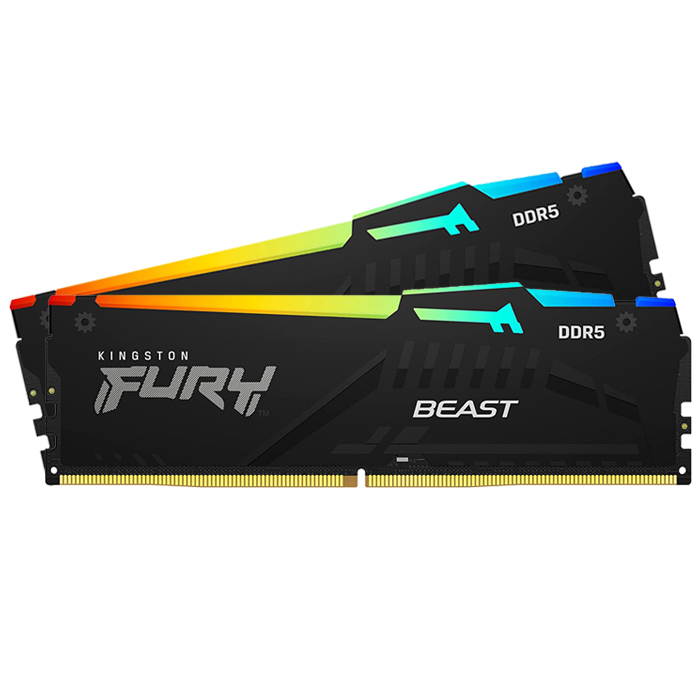 Kingston Fury Beast RGB KF556C36BBEAK2/32 32GB (2x16GB) DDR5 5600MHz CL36 Siyah Gaming Ram (Bellek)