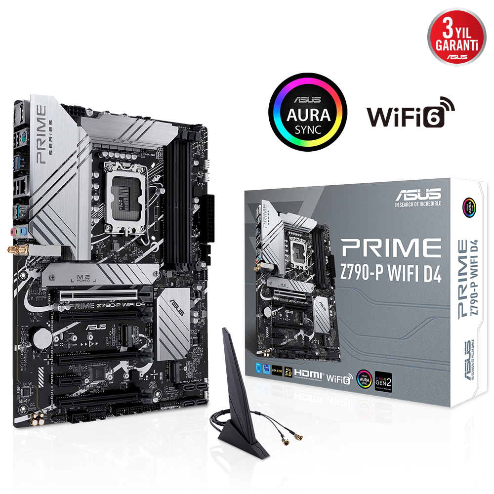 ASUS Prime Z790-P WIFI D4 Intel Z790 Soket 1700 DDR4 5333(OC)MHz ATX Gaming (Oyuncu) Anakart