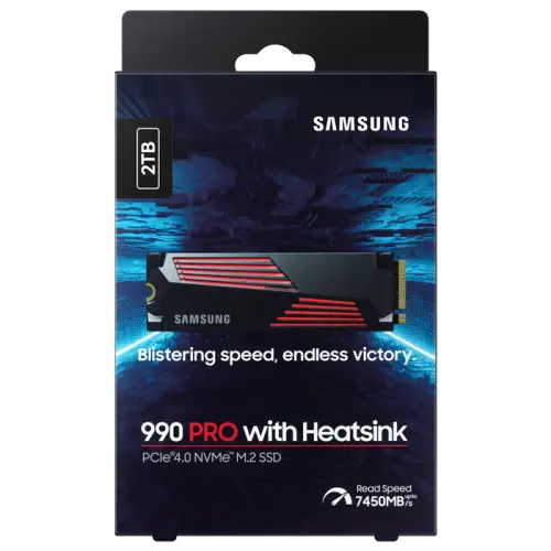 Samsung 990 PRO w/Heatsink MZ-V9P2T0CW 2TB 7450/6900MB/s PCIe NVMe M.2 SSD Disk