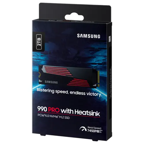 Samsung 990 PRO w/Heatsink MZ-V9P2T0CW 2TB 7450/6900MB/s PCIe NVMe M.2 SSD Disk