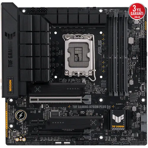 Asus TUF Gaming B760M-Plus D4 Intel B760 Soket 1700 DDR4 5333(OC)MHz mATX Gaming (Oyuncu) Anakart