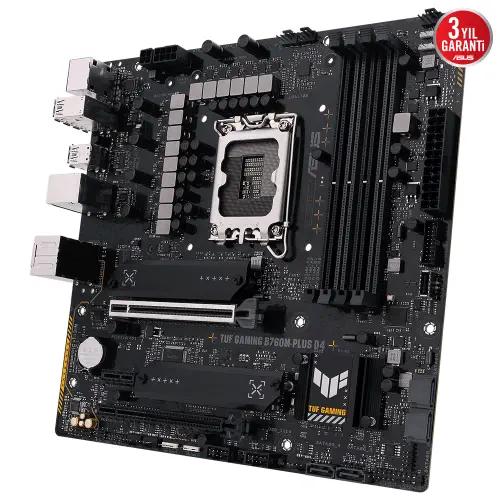 Asus TUF Gaming B760M-Plus D4 Intel B760 Soket 1700 DDR4 5333(OC)MHz mATX Gaming (Oyuncu) Anakart