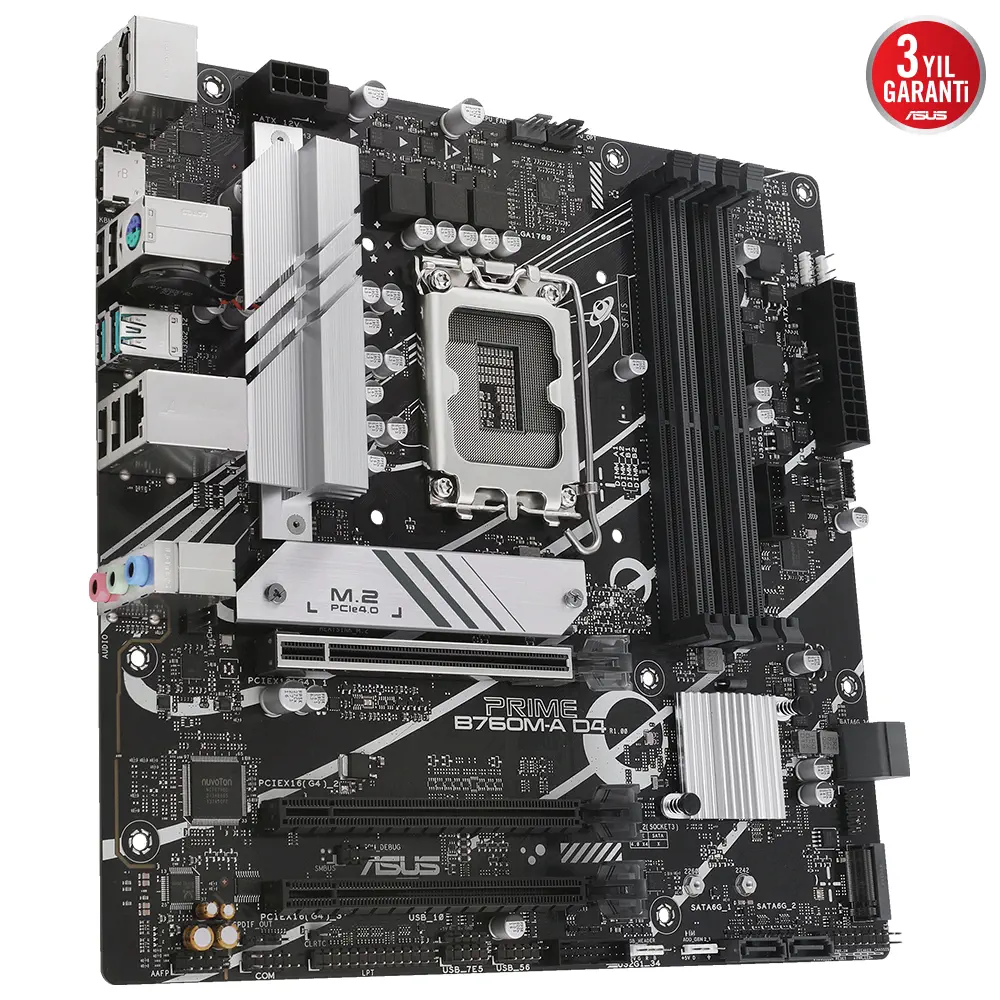 ASUS Prime B760M-A D4 Intel B760 Soket 1700 DDR4 5333(OC)MHz mATX Gaming (Oyuncu) Anakart