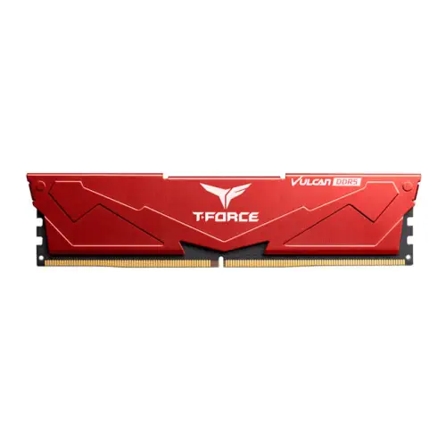 Team T-Force Vulcan 32GB(2x16GB) DDR5 5200Mhz CL40 Kırmızı Gaming Ram (FLRD532G5200HC40CDC01)