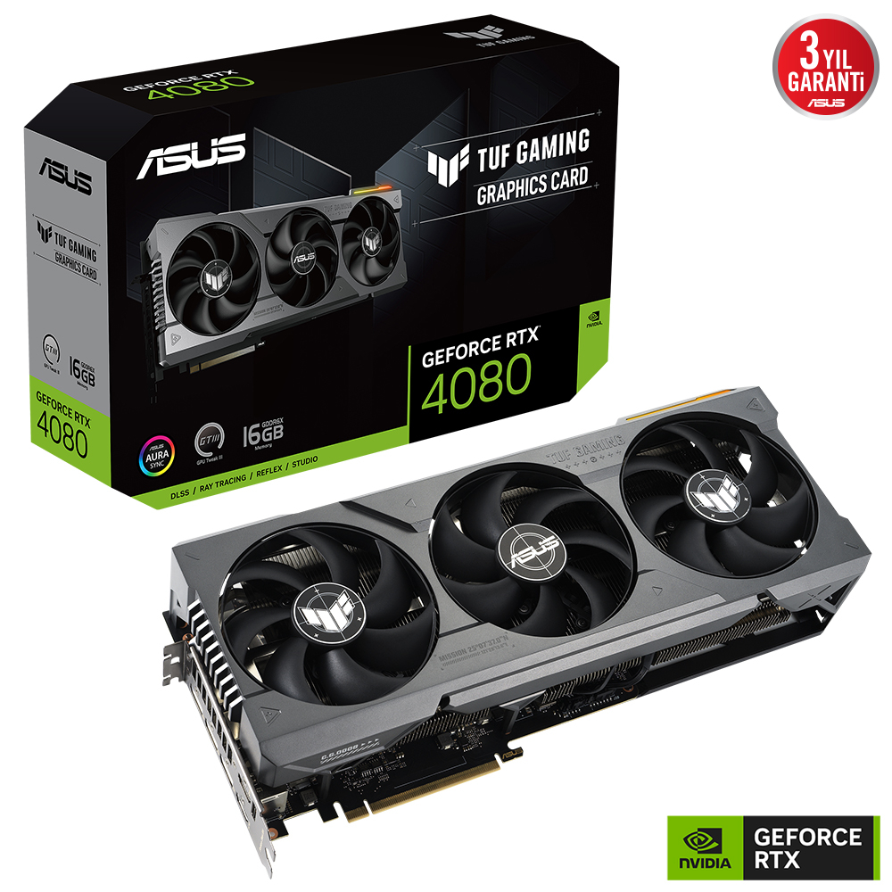 ASUS TUF Gaming GeForce RTX 4080 TUF-RTX4080-16G-GAMING 16GB GDDR6X 256Bit DX12 DLSS 3 Gaming (Oyuncu) Ekran Kartı