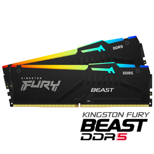 Kingston Fury Beast RGB KF556C36BBEAK2/32 32GB (2x16GB) DDR5 5600MHz CL36 Siyah Gaming Ram (Bellek)