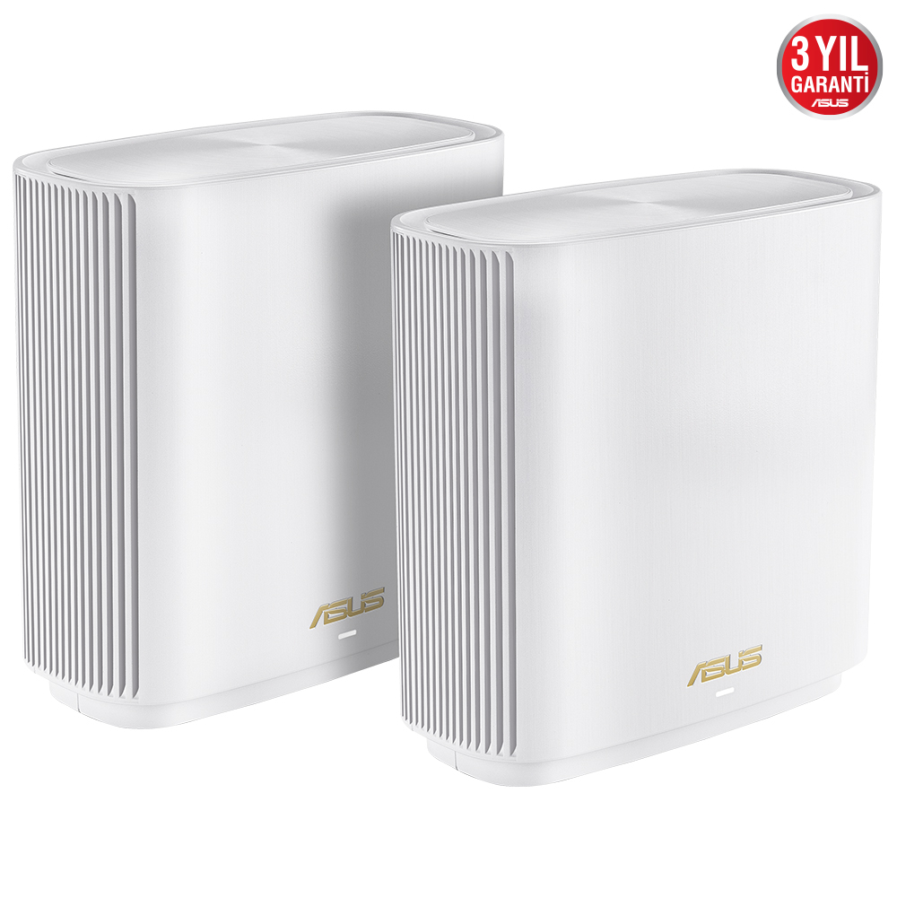 ASUS ZenWiFi AX XT8 (B-2-PK) Tüm Evi Kapsayan Tri-Band Wi-Fi 6 Mesh Sistemi (Beyaz İkili Paket)