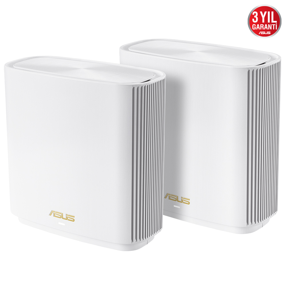 ASUS ZenWiFi AX XT8 (B-2-PK) Tüm Evi Kapsayan Tri-Band Wi-Fi 6 Mesh Sistemi (Beyaz İkili Paket)