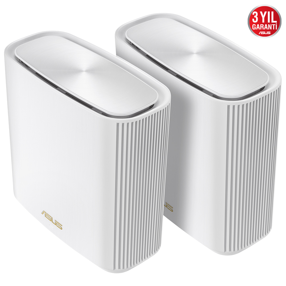 ASUS ZenWiFi AX XT8 (B-2-PK) Tüm Evi Kapsayan Tri-Band Wi-Fi 6 Mesh Sistemi (Beyaz İkili Paket)