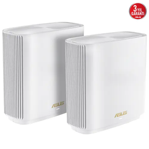 Asus ZenWiFi AX XT9 (B-2-PK) Tüm Evi Kapsayan Tri-Band Wi-Fi 6 Mesh Sistemi (Beyaz İkili Paket)