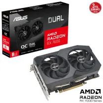 ASUS Dual Radeon RX 7600 OC V2 DUAL-RX7600-O8G-V2 GDDR6 128Bit DX12 Gaming (Oyuncu) Ekran Kartı 