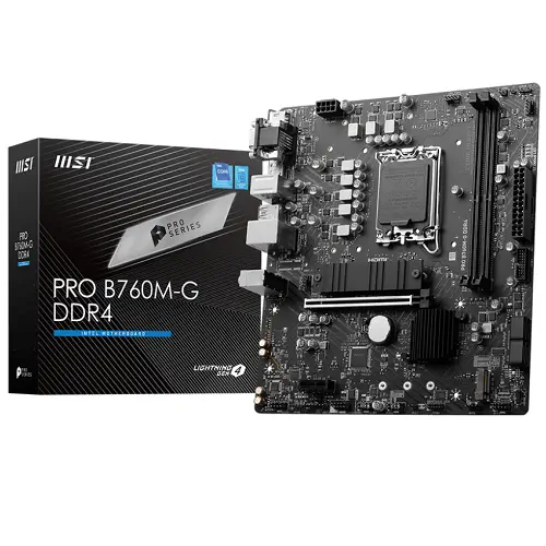 MSI Pro B760M-G DDR4 Intel B760 Soket 1700 DDR4 4800(OC)MHz mATX Gaming (Oyuncu) Anakart