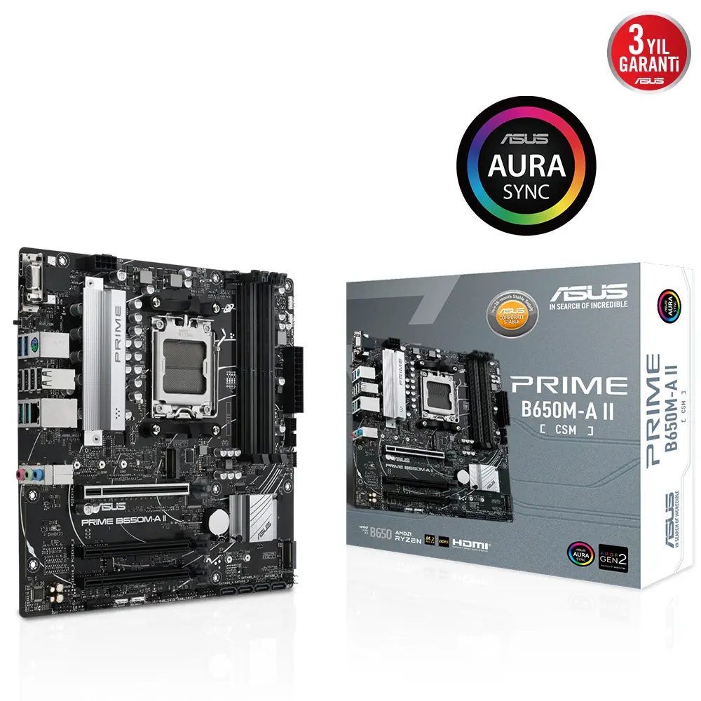 ASUS Prime B650M-A II-CSM AMD B650 AM5 Soket DDR5 6400 Mikro ATX Anakart