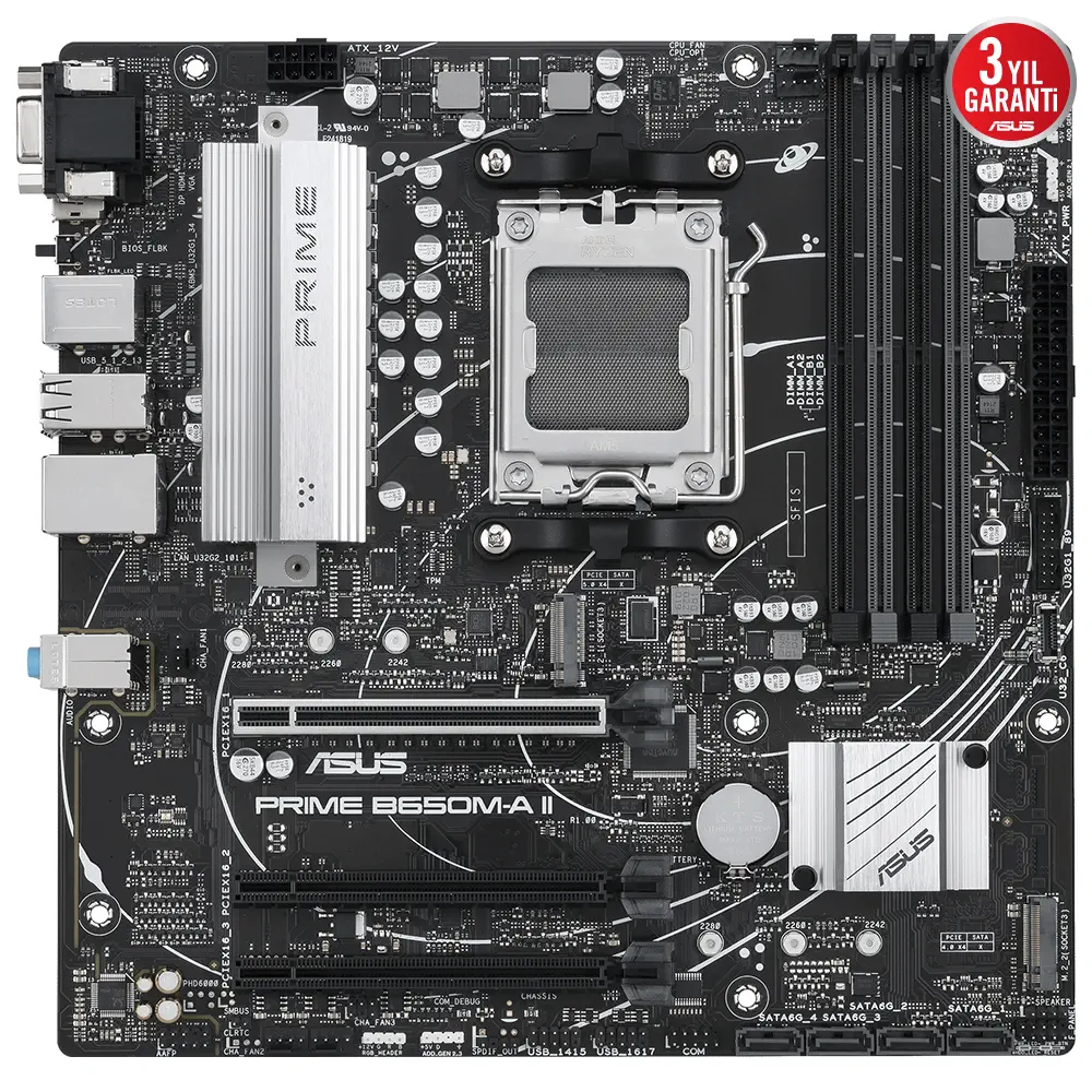 ASUS Prime B650M-A II-CSM AMD B650 AM5 Soket DDR5 6400 Mikro ATX Anakart