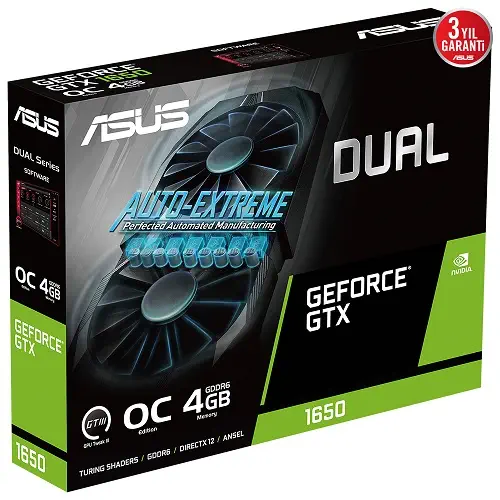 Asus Dual GeForce GTX 1650 V2 DUAL-GTX1650-4GD6-P-V2 4GB GDDR6 128Bit DX12 Gaming (Oyuncu) Ekran Kartı