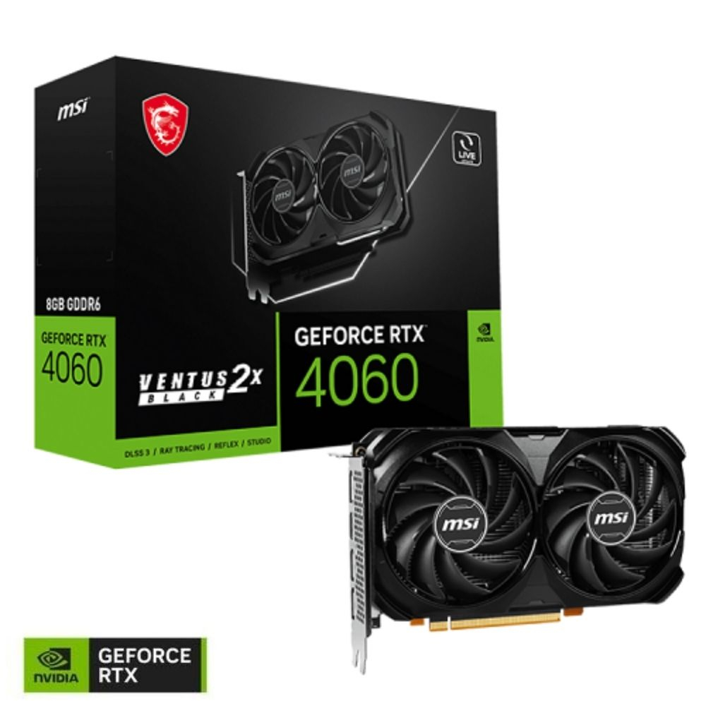 MSI GeForce RTX 4060 VENTUS 2X BLACK 8G GDDR6 128Bit DX12 DLSS 3 Gaming (Oyuncu) Ekran Kartı