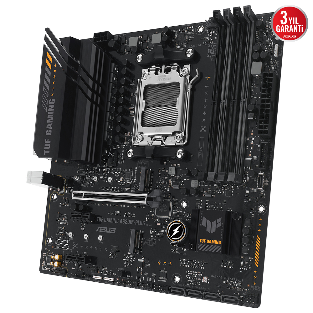 ASUS TUF Gaming A620M-PLUS AMD A620 Soket AM5 DDR5 6400(OC)MHz mATX Anakart