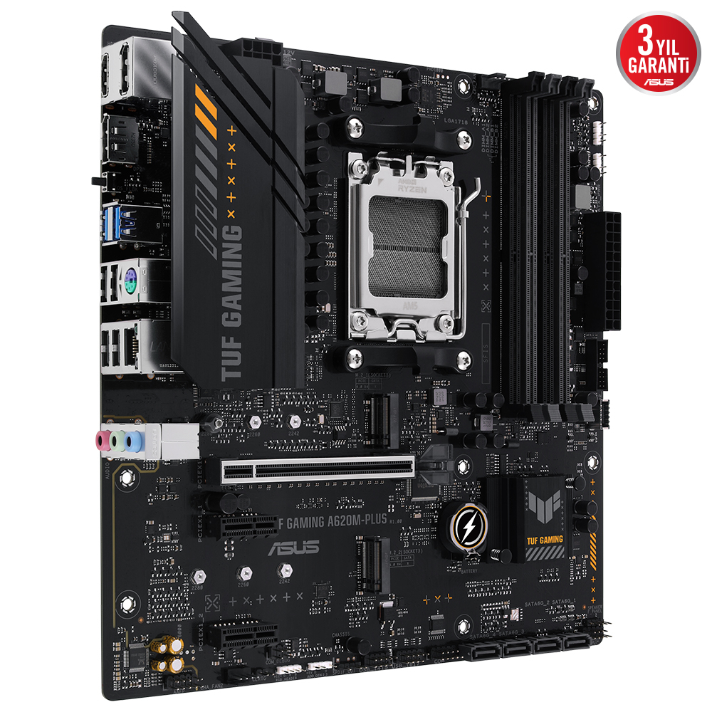 ASUS TUF Gaming A620M-PLUS AMD A620 Soket AM5 DDR5 6400(OC)MHz mATX Anakart