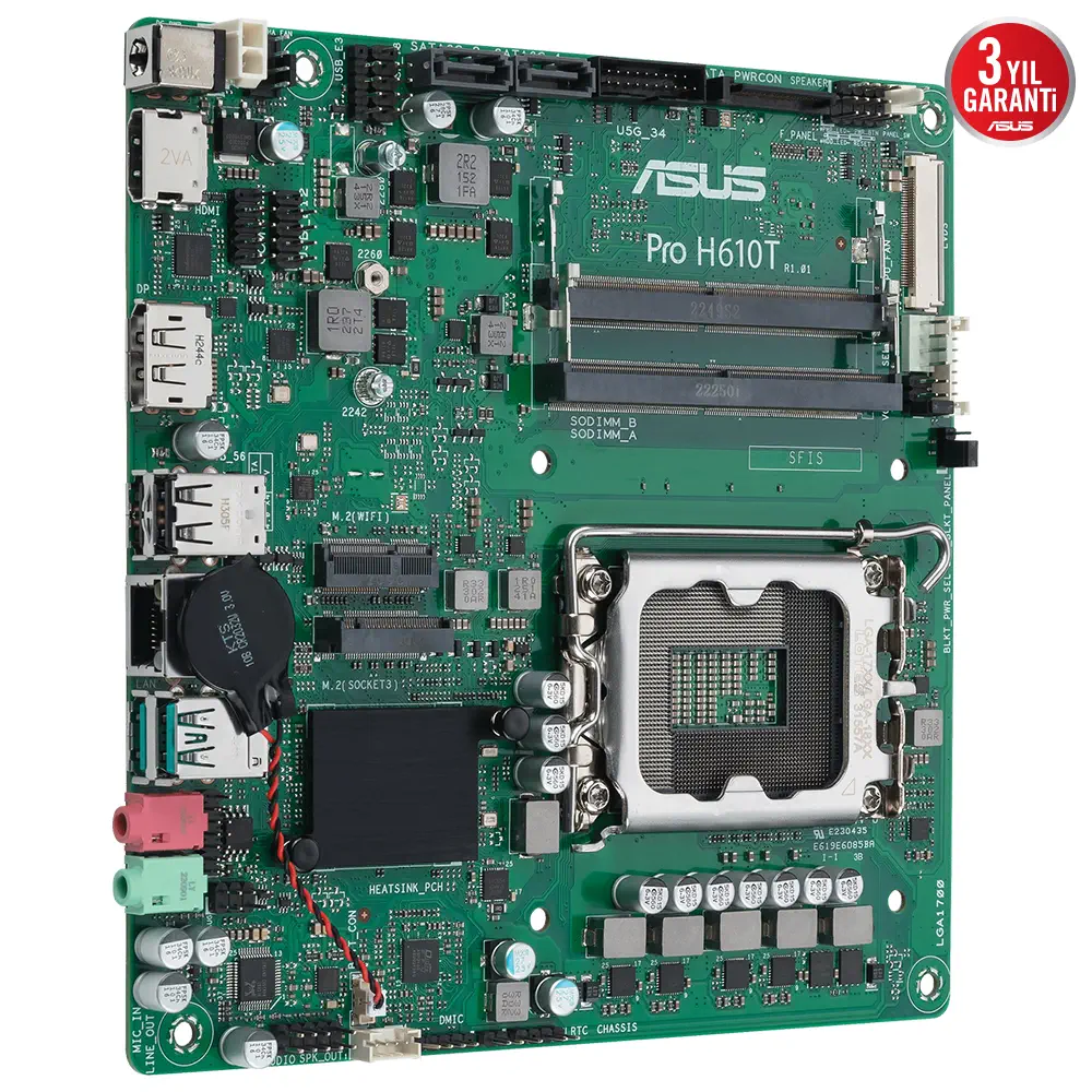 ASUS Pro H610T-CSM LGA1700 DDR5 5600Mhz Mını-ITX Anakart