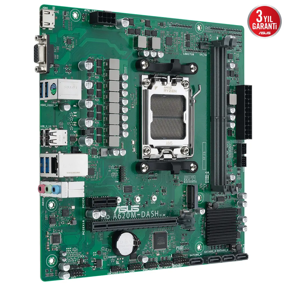 ASUS Pro A620M-DASH-CSM AM5 DDR5 7200MHz mATX Anakart