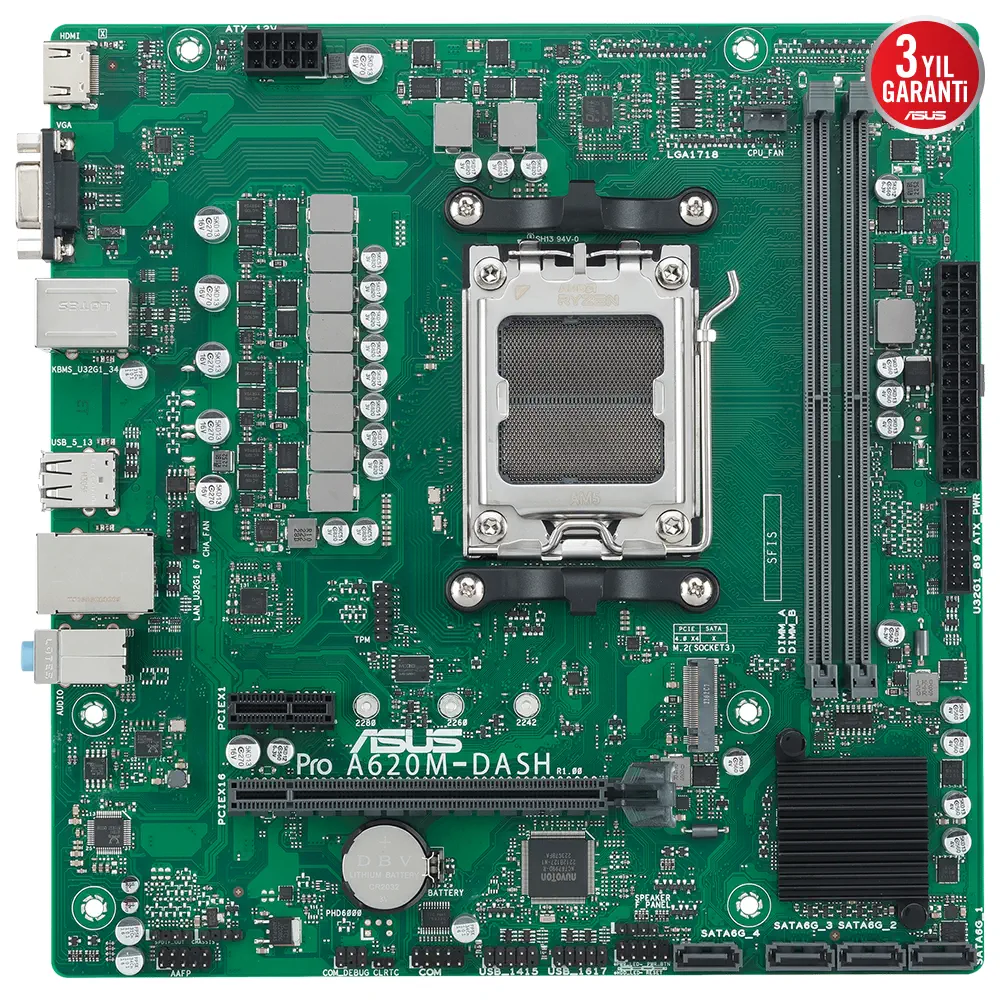 ASUS Pro A620M-DASH-CSM AM5 DDR5 7200MHz mATX Anakart