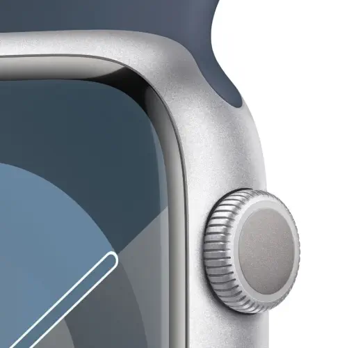 Apple Watch Series 9 GPS 45mm Gümüş Rengi Alüminyum Kasa ve Fırtına Mavisi Spor Kordon - M/L - MR9E3TU/A