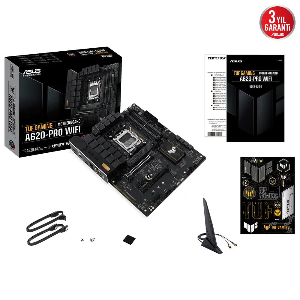 ASUS TUF GAMING A620-PRO WIFI AMD A620 AM5 Soket DDR5 6400 ATX Anakart