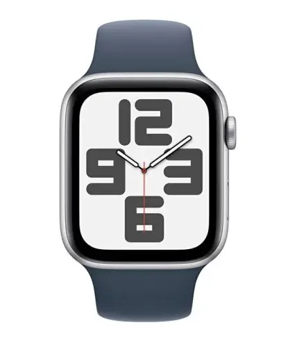 Apple Watch SE GPS 44mm Gümüş Rengi Alüminyum Kasa ve Fırtına Mavisi Spor Kordon - M/L - MREE3TU/A