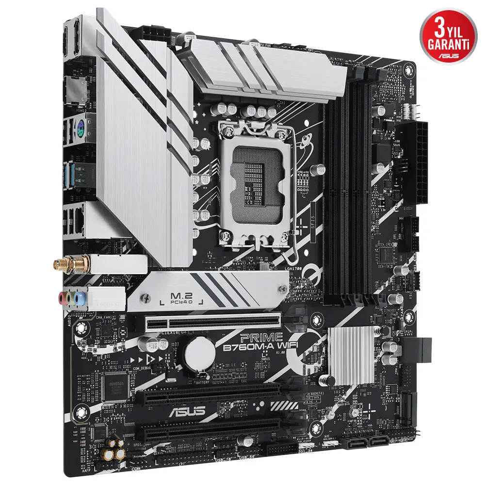 ASUS Prime B760M-A WIFI D5 Intel B760 Soket 1700 DDR5 7200(OC)MHz mATX Gaming (Oyuncu) Anakart