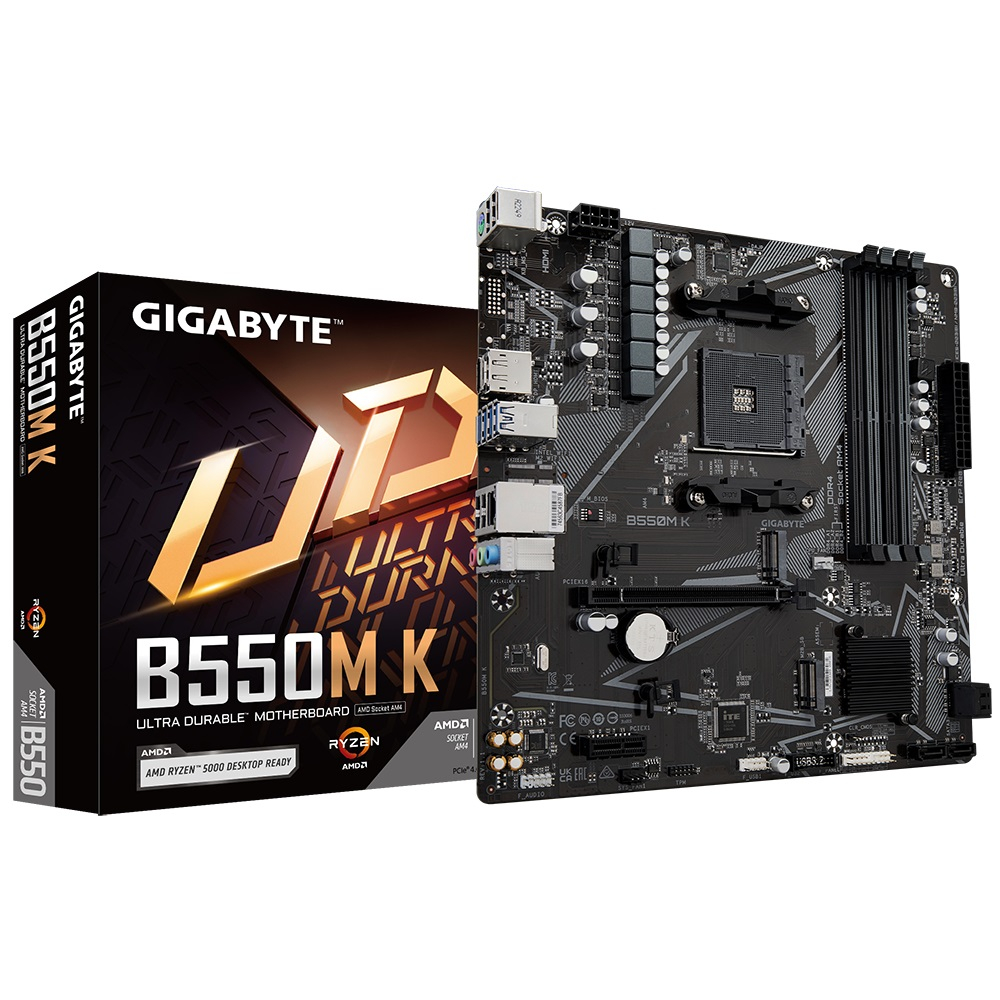 Gigabyte B550M K AMD B550 Soket AM4 DDR4 4733(OC)MHz mATX Gaming (Oyuncu) Anakart