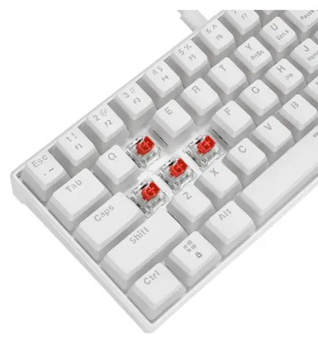Rampage RADIANT K11 Beyaz Type-C Bağlantılı RGB Puding Keycaps US Layout Red Switch Gaming (Oyuncu) Klavye
