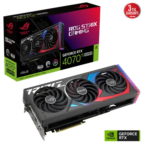 Asus ROG Strix GeForce RTX 4070 Ti SUPER 16GB ROG-STRIX-RTX4070TIS-16G-GAMING GDDR6X 256Bit DX12 DLSS 3 Gaming (Oyuncu) Ekran Kartı