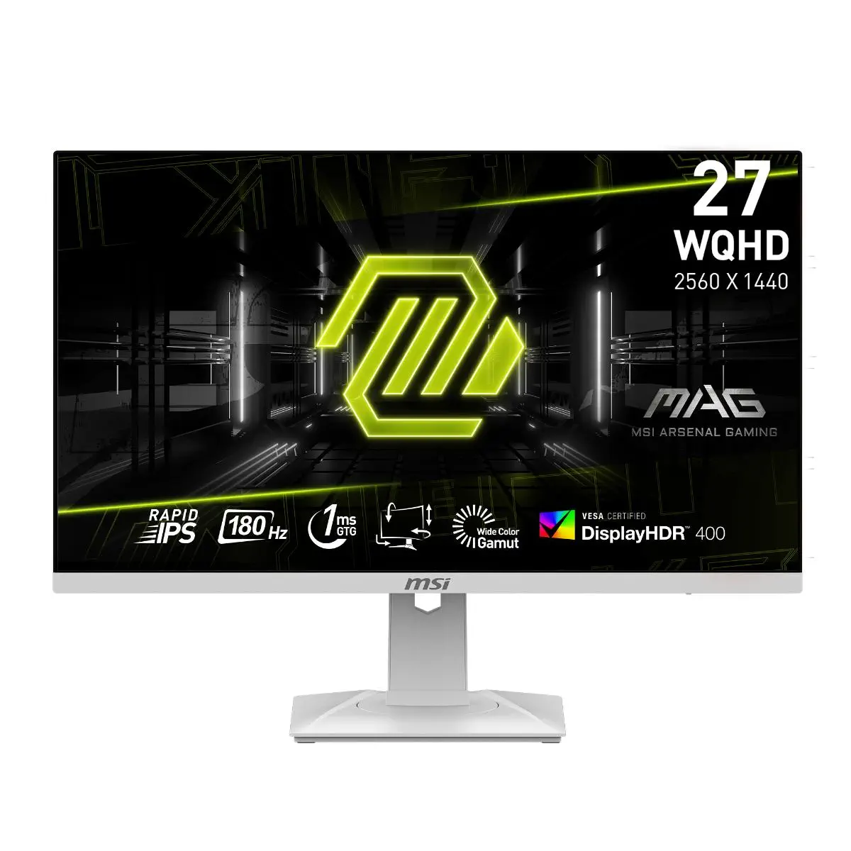 MSI 27″ MAG 274QRFW 2560x1440 (WQHD) 16:9 FLAT RAPID IPS 180HZ 1MS FreeSync Pivot Beyaz Gaming (Oyuncu) Monitör  