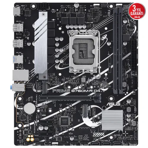 Asus PRIME B760M-R D4 Intel B760 Soket 1700 DDR4 5333(OC)MHz mATX Gaming (Oyuncu) Anakart