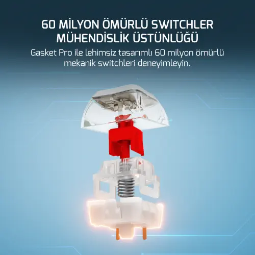 GamePower Gasket Pro RGB Wireless/Bluetooth/Kablolu Mekanik Red Switch Gasket Gaming Klavye