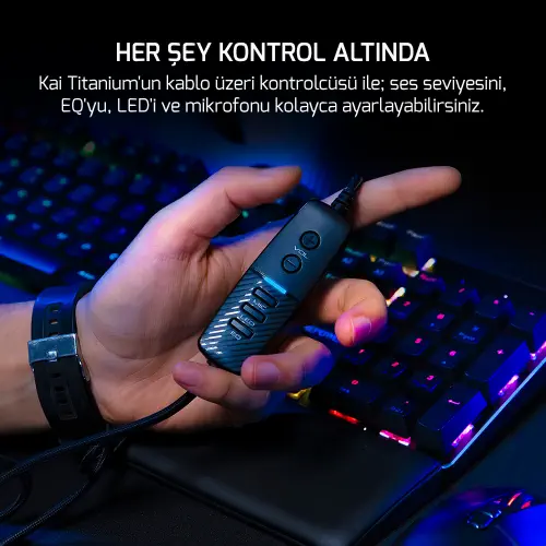 Gamepower Kai Titanium Siyah 7.1 Surround Hi-Fi Manyetik Pad RGB Gaming Kulaklık (2x Cooling Pad Hediyeli)