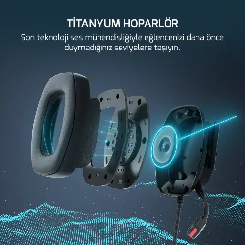 Gamepower Kai Titanium Siyah 7.1 Surround Hi-Fi Manyetik Pad RGB Gaming Kulaklık (2x Cooling Pad Hediyeli)