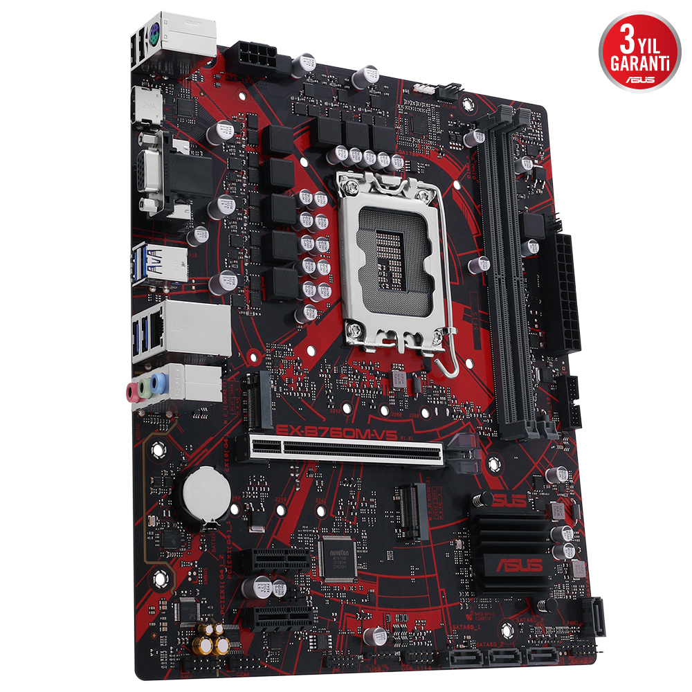 ASUS EX-B760M-V5 Intel B760 Soket 1700 DDR5 8000(OC)MHz mATX Gaming (Oyuncu) Anakart