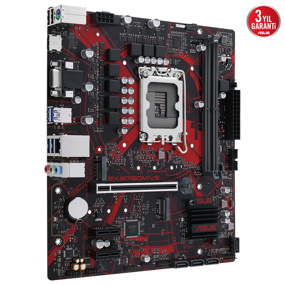 ASUS EX-B760M-V5 Intel B760 Soket 1700 DDR5 8000(OC)MHz mATX Gaming (Oyuncu) Anakart