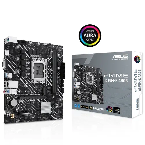 Asus Prime H610M-K ARGB DDR5 M.2 HDMI VGA mATX 1700p Gaming (Oyuncu) Anakart