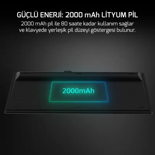 GamePower Eva 7 60M Mekanik Kablolu, 2.4Ghz, Bluetooth 3 Mod Red Switch Türkçe Q 88 Tuş RGB Gaming Klavye - 3 Yıl Garantili