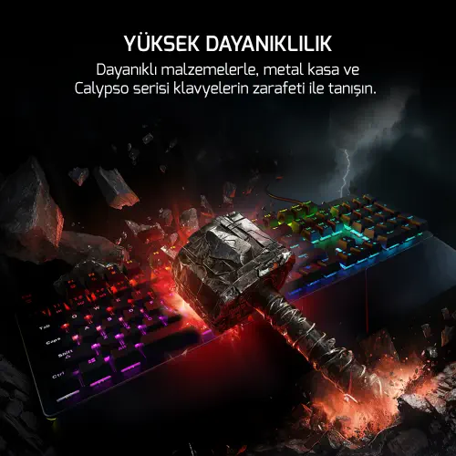 GamePower Calypso V2 RGB Optik Su ve Toza Dayanıklı Mekanik Blue Switch USB DIY Gaming Klavye