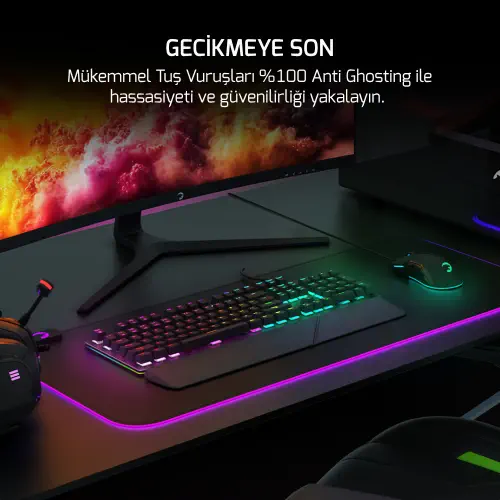 GamePower Calypso V2 RGB Optik Su ve Toza Dayanıklı Mekanik Blue Switch USB DIY Gaming Klavye