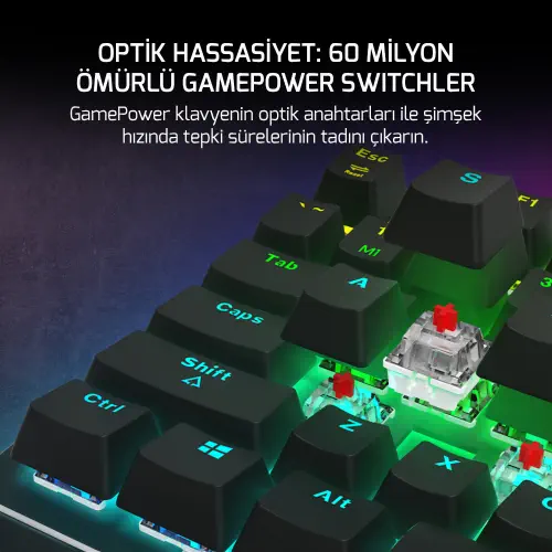 GamePower Calypso V2 RGB Optik Su ve Toza Dayanıklı Mekanik Blue Switch USB DIY Gaming Klavye