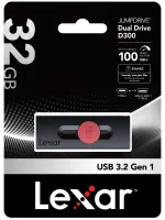 Lexar 32GB LJDD300032G-BNBNG Type-C ve Type-A USB 3.2 100MB/s USB Flash Bellek