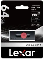 Lexar 64GB LJDD300064G-BNBNG Dual Type- C ve Type- A USB 3.2 Flash Bellek