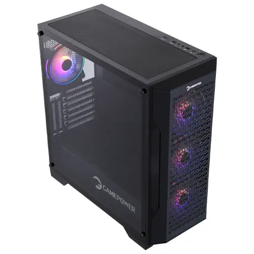 GamePower Savagis 550W 80+ Bronze ATX 4*ARGB Fan Temperli Cam Hub Siyah Gaming  Kasa