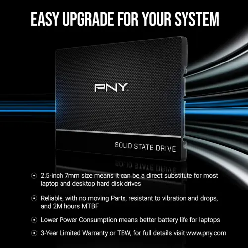 PNY CS900 250GB 535/500MB/s 2,5″ SATA3 SSD Disk (SSD7CS900-250-RB)