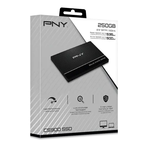 PNY CS900 250GB 535/500MB/s 2,5″ SATA3 SSD Disk (SSD7CS900-250-RB)