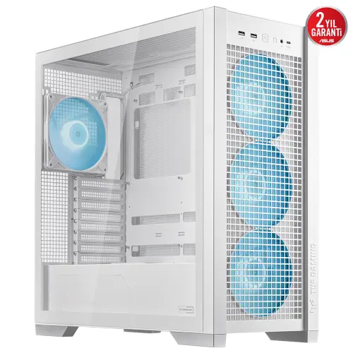 ASUS TUF Gaming GT302 TG ARGB Temperli Cam USB 3.2 Beyaz E-ATX Mid-Tower Gaming (Oyuncu) Kasa (90DC00I3-B19000)